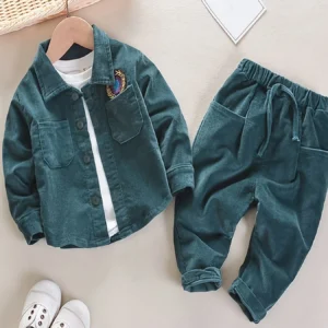 Casual Corduroy Jacket and Long Sleeve T-shirt w/pants