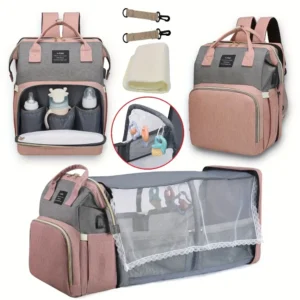 Foldable and Portable Mommy Backpack  w/ Crib Bed