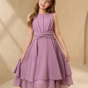 Lilac Sleeveless Pleated Midi Dress