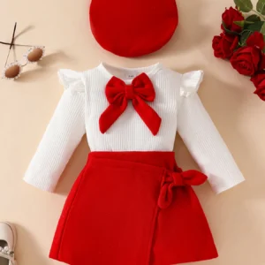 Toddler Infant Baby Skirt Set with Beret