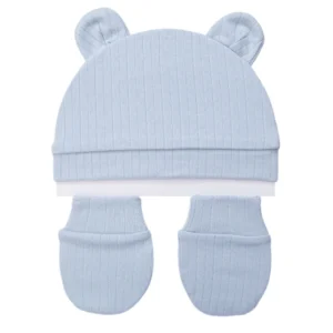 Cotton Newborn Bonnet, Mittens, Beanies Bear Ear Shape