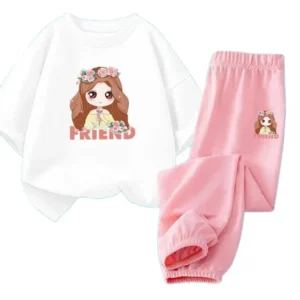 Summer Kids Clothes Set Cute Flower Girl Print 2pcs Outfit