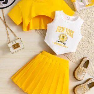 Girls' set, breathable and cool three-piece set